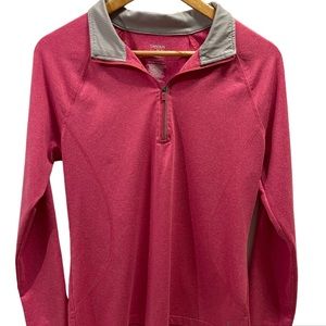 Danskin Now Semi Fitted Athletic Long Sleeve Quarter-Zip Pullover Pink S…
